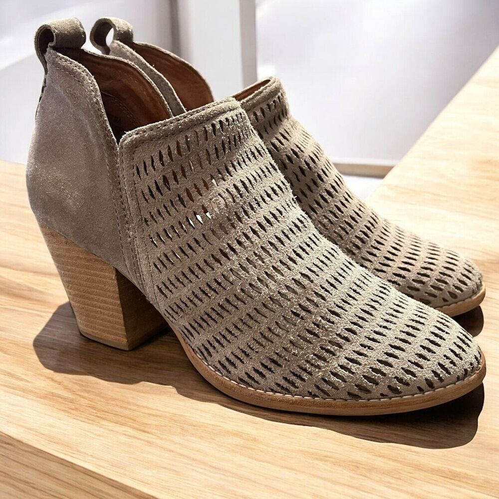 Jeffrey Campbell Cromwell Taupe Suede Perforated Cutout Ankle Boots women's 9
